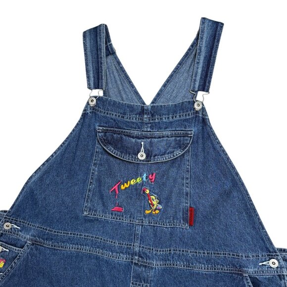 Vintage 2001 Looney Tunes Tweety Baggy Denim Painting Paint Overalls Women 24 XL - Picture 1 of 16